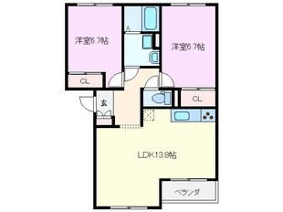 サンヒルズ Ｂ棟の物件間取画像